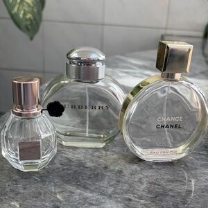 Chanel and Burberry & Viktor &Rolf EMPTY bottles.